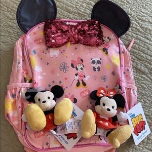 Minnie Mouse backpack & Mickey and Minnie toys